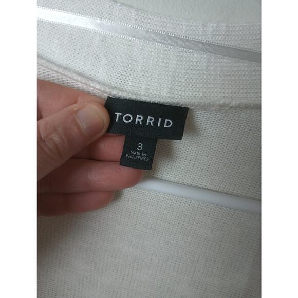 Torrid White Open Front Cardigan Women Size 3X Winter Light Weight - Picture 2 of 5